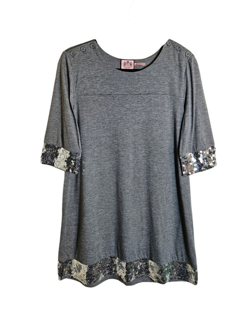 Juicy Couture Vintage Y2K Women’s Gray Sequin Trim Babydoll Dress Size M